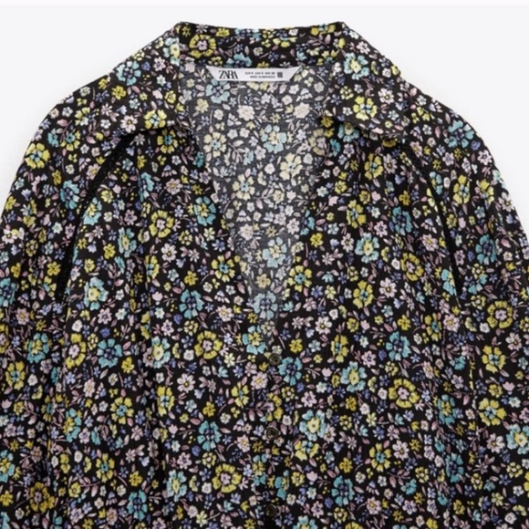 101 NWOT ZARA FLORAL BUTTON SHIRT DRESS - Picture 4 of 5